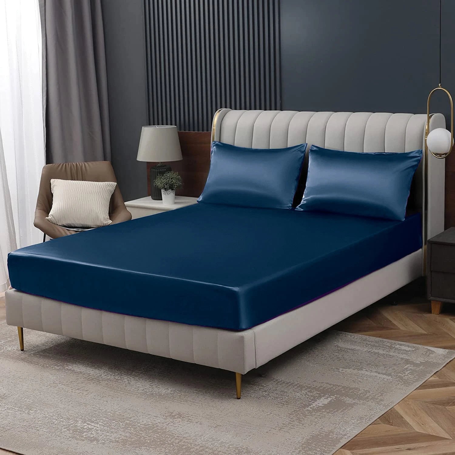 Hotel 2200TC Art Silk Satin fitted Pillowcases Sheet Set