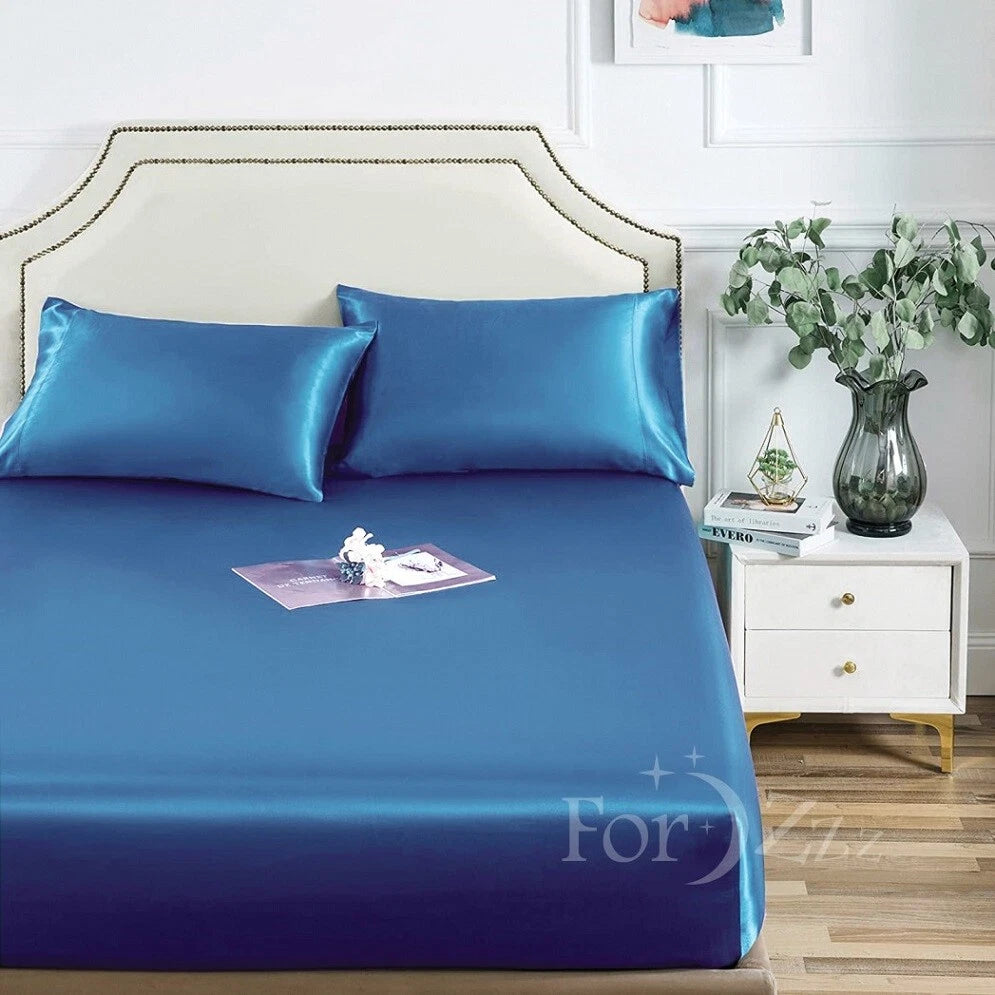 Hotel 2200TC Art Silk Satin fitted Pillowcases Sheet Set