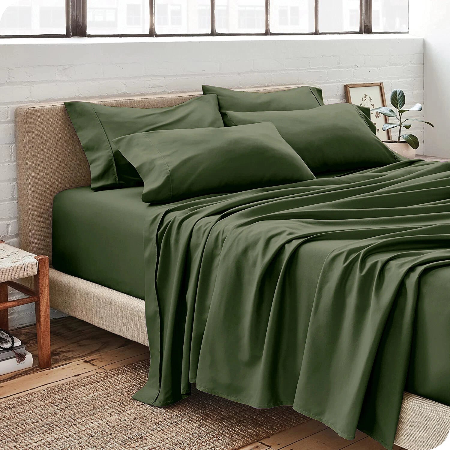 2200TC 6 Pieces Flat Fitted 4 x Pillowcases Bedding Sheet Set