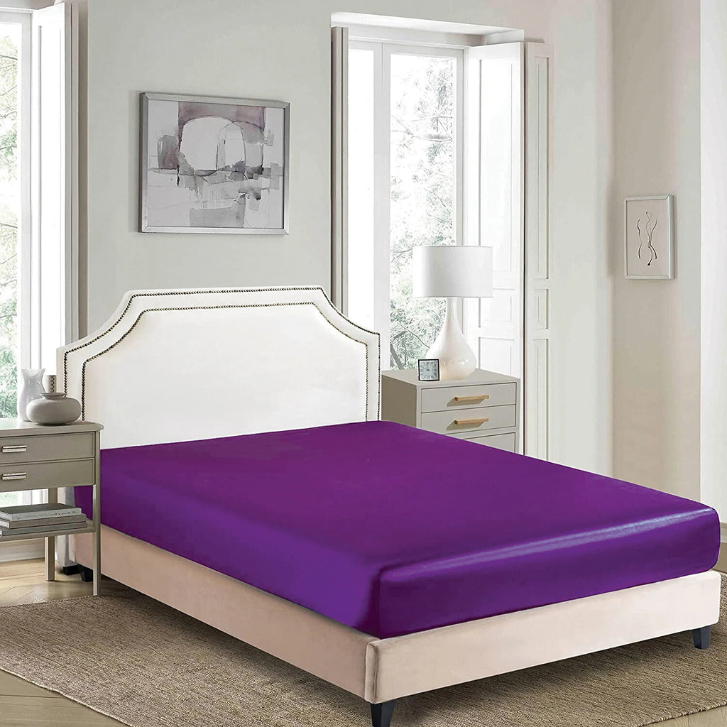 2200TC Art Silk Satin Fitted/Bottom Sheet Bed