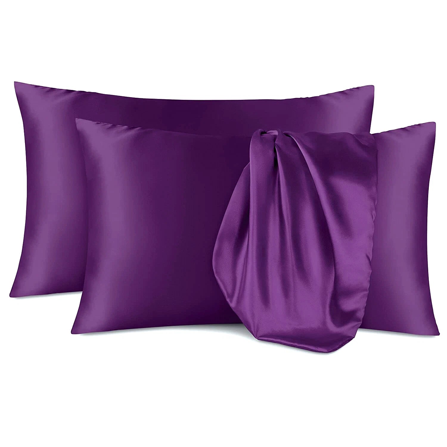 Twin Pack Satin Art Silk Pillowcases - Standard Size 48cm x 74cm | Hair & Skin Care