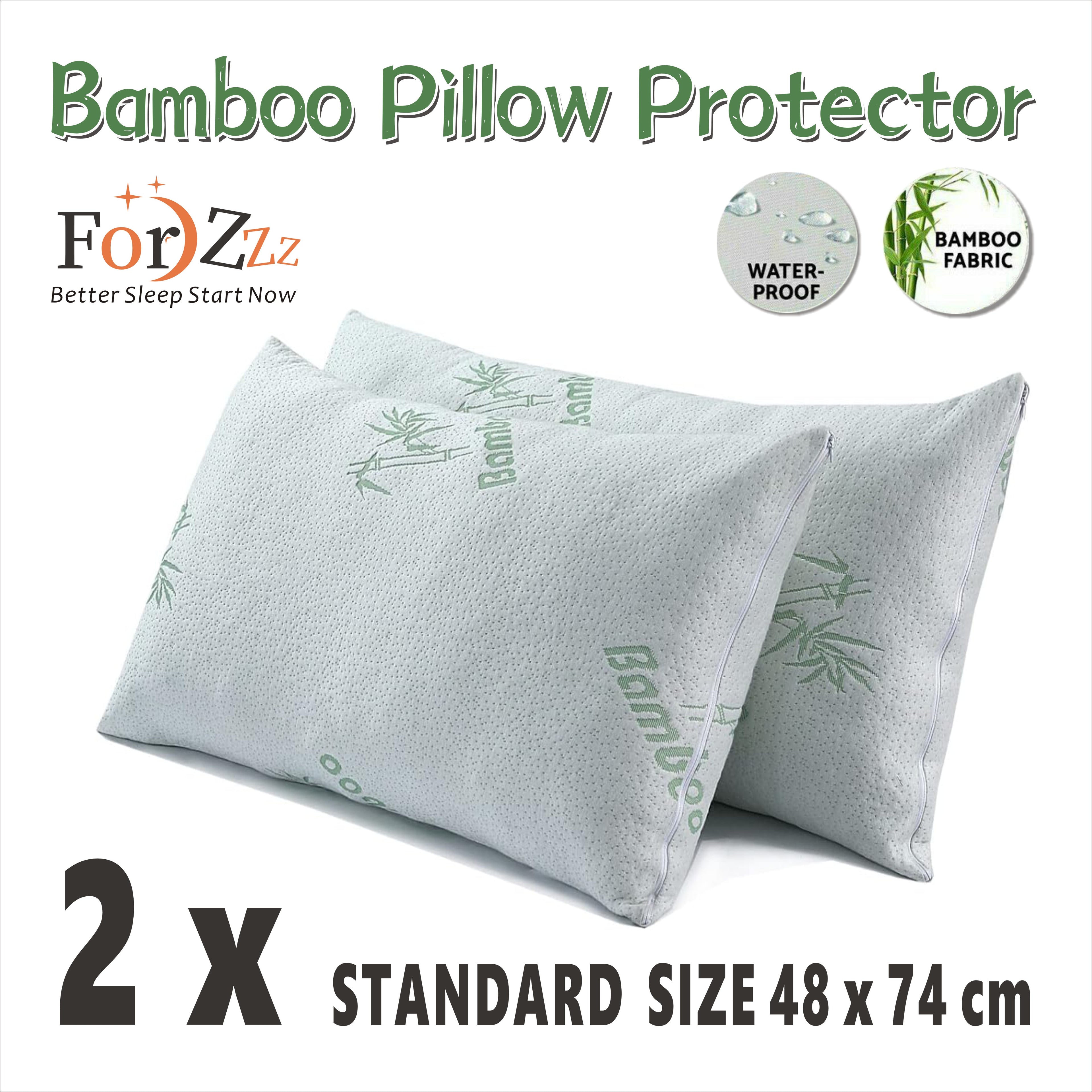 Twin pack Waterproof Bamboo Pillow Protector Cover Standard/Body Size Pillowcase