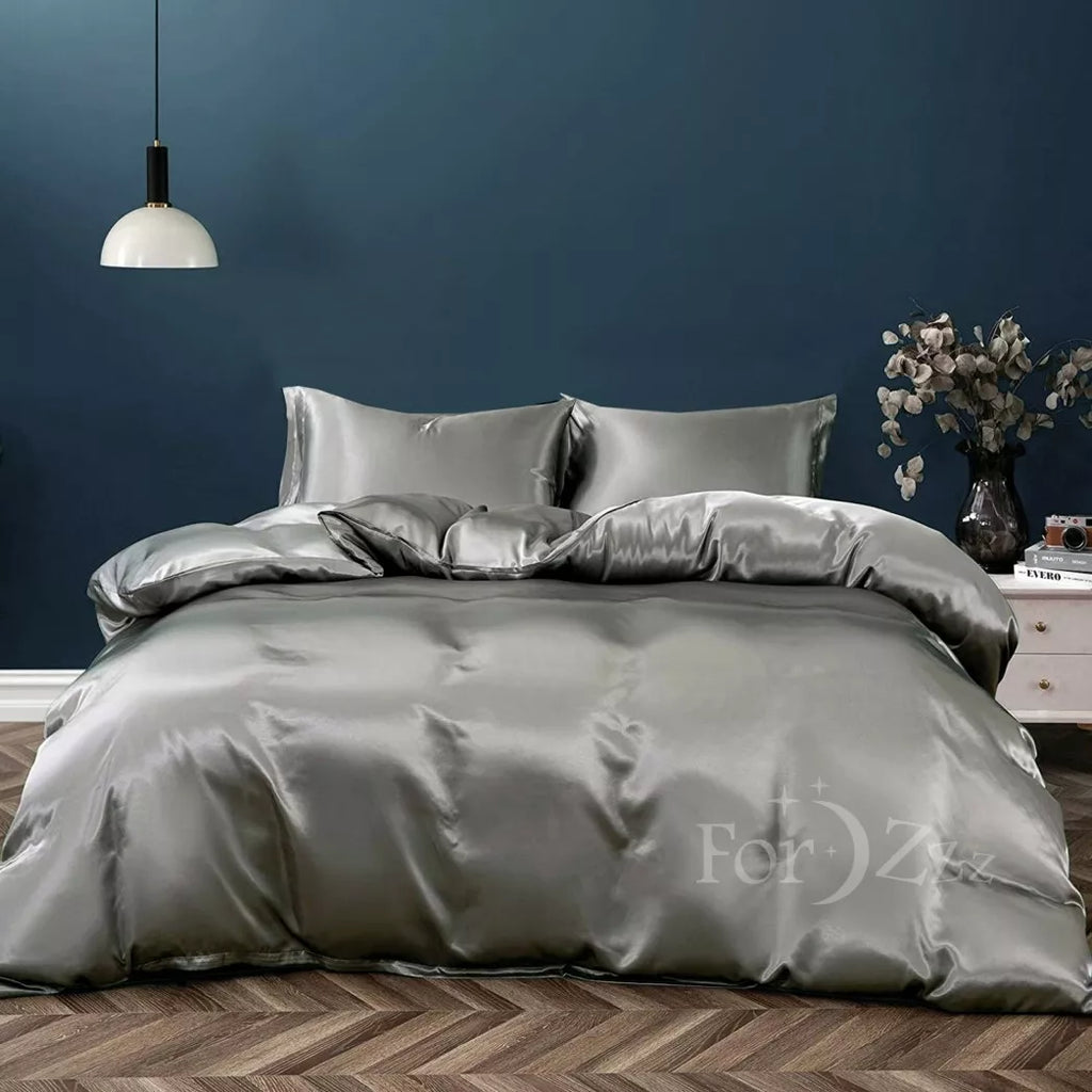 Hotel Silk Satin Quilt/Duvet Cover & Pillowcase Set