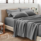 2200TC 6 Pieces Flat Fitted 4 x Pillowcases Bedding Sheet Set