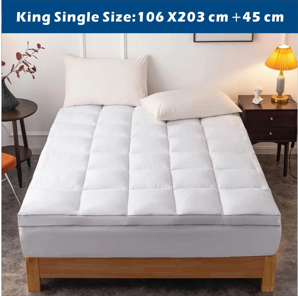 Hotel 1000GSM Bamboo Pillowtop Mattress Topper Protector Thick 3D Snow Down Fill   White