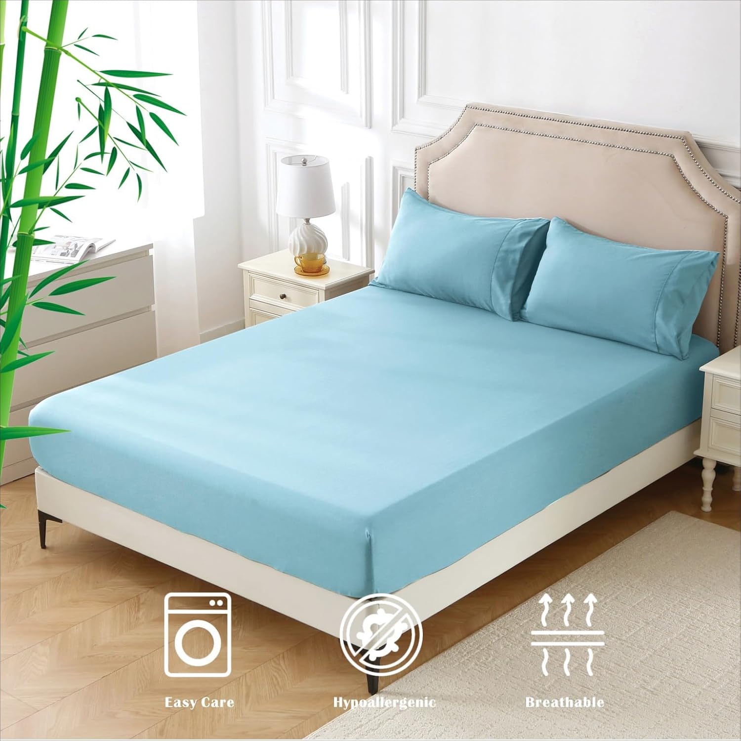 2000TC Nature Ultra Bamboo Blend Fitted Sheet &Pillowcase Set