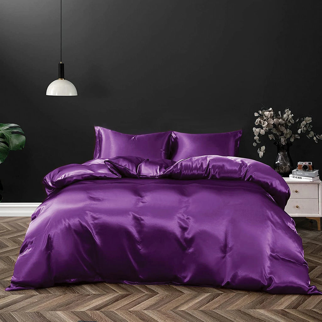 Hotel Silk Satin Quilt/Duvet Cover & Pillowcase Set