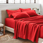 2200TC 6 Pieces Flat Fitted 4 x Pillowcases Bedding Sheet Set