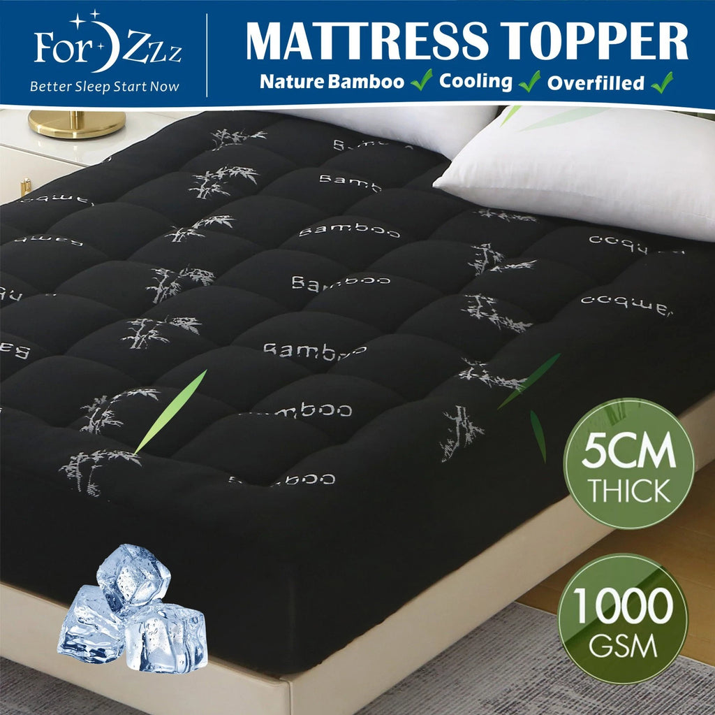 Hotel Cooling Bamboo Mattress Topper Mattress Pad Double Queen King Pillow Top