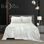 2000TC 6 Pieces Silk Satin Flat Fitted Sheet Bed Set