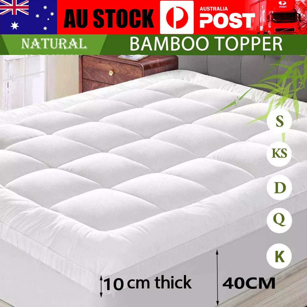 Hotel Cooling Bamboo Mattress Topper Mattress Pad Double Queen King Pillow Top