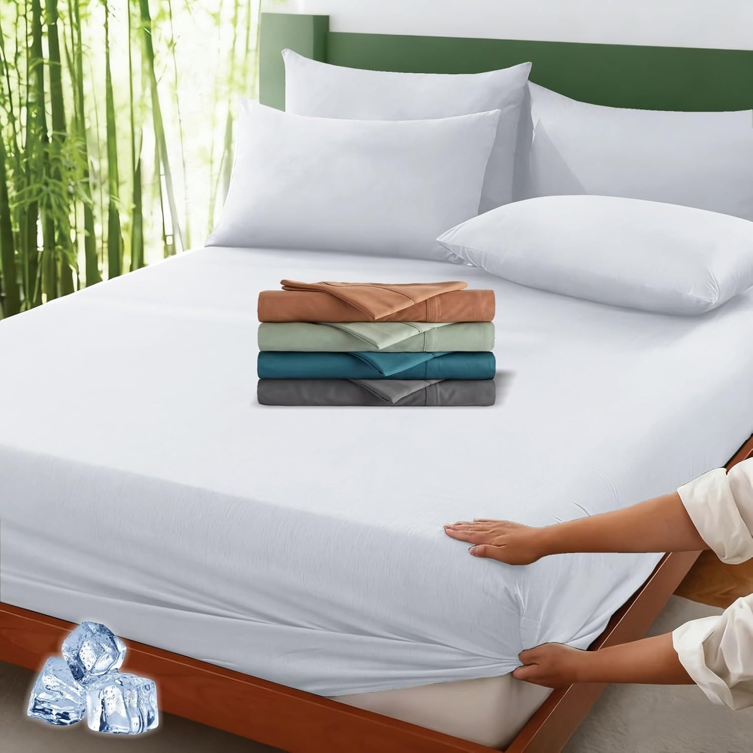 2000TC Nature Ultra Bamboo Blend Fitted Sheet &Pillowcase Set